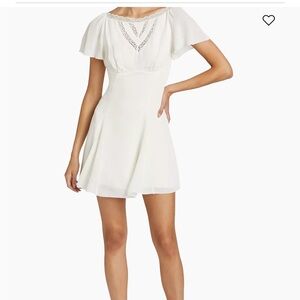Reformation White Mini Dress with Lace Yoke